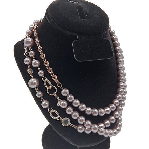 Vintage Monet Faux Silver Bead Necklace 60” Flapper Curb Chain Signed Costume - Picture 2 of 3